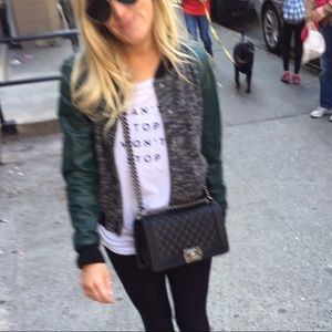 Lovers and Friends bomber jacket with green sleeve